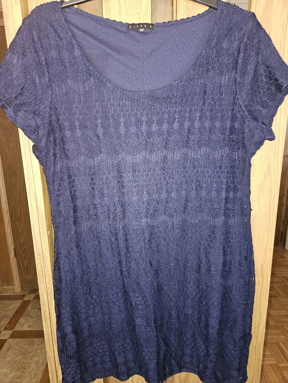 Tiana B. Sz XXL Navy Blue Lace Overlay Knee Length Dress